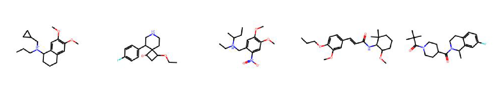 Molecules generated by ChemRLFormer by reward hacking the docking functions